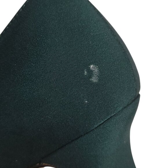 Vintage Laura Scott Green Satin Kitten Heel Shoes Size 6.5 With Button Detail - Picture 8 of 16